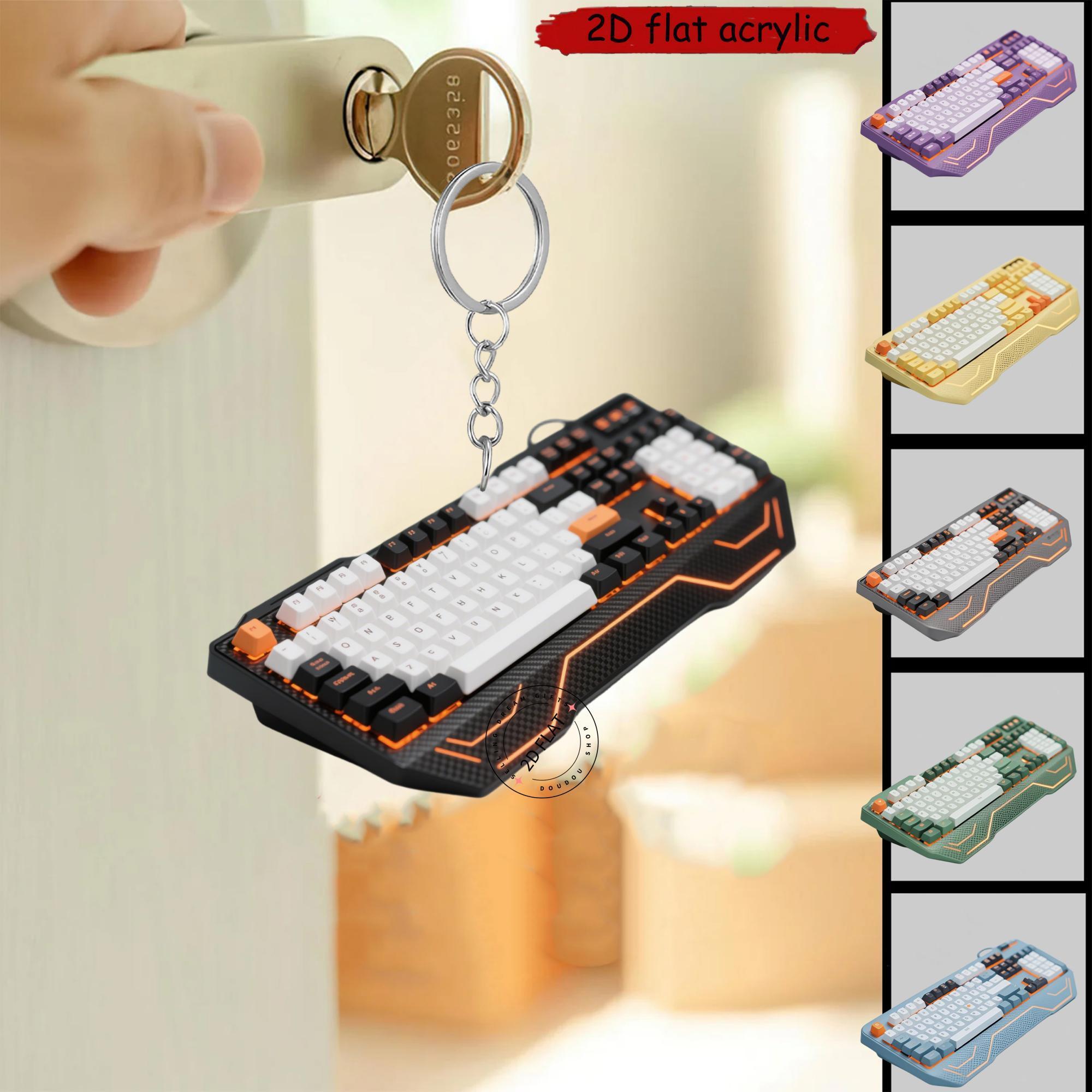 Tech Keychain Accessories - 2D-Tastatur-Acryl-Schlüsselanhänger, Niedliche Tastenkappen-Anhänger für Rucksäcke, Autos,