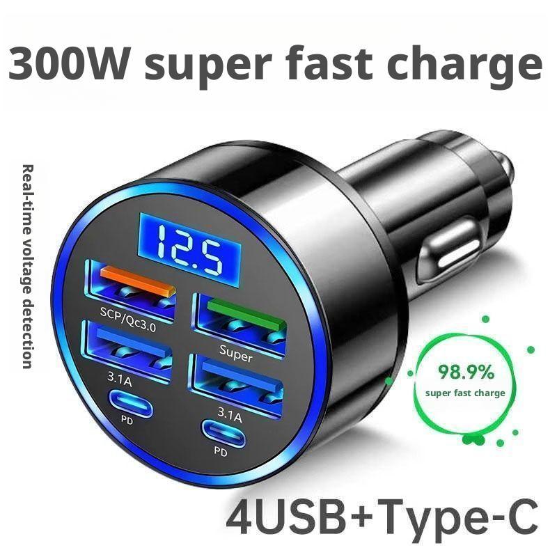 Type C Multiport Adapter - 300 W PD-Autoladegerät, 6 Anschlüsse, schnelles