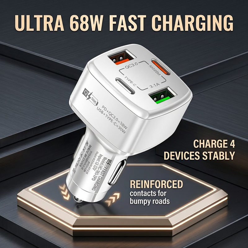 Type C Multiport Adapter - 4-Port USB-C Autoladegerät PD 20W QC