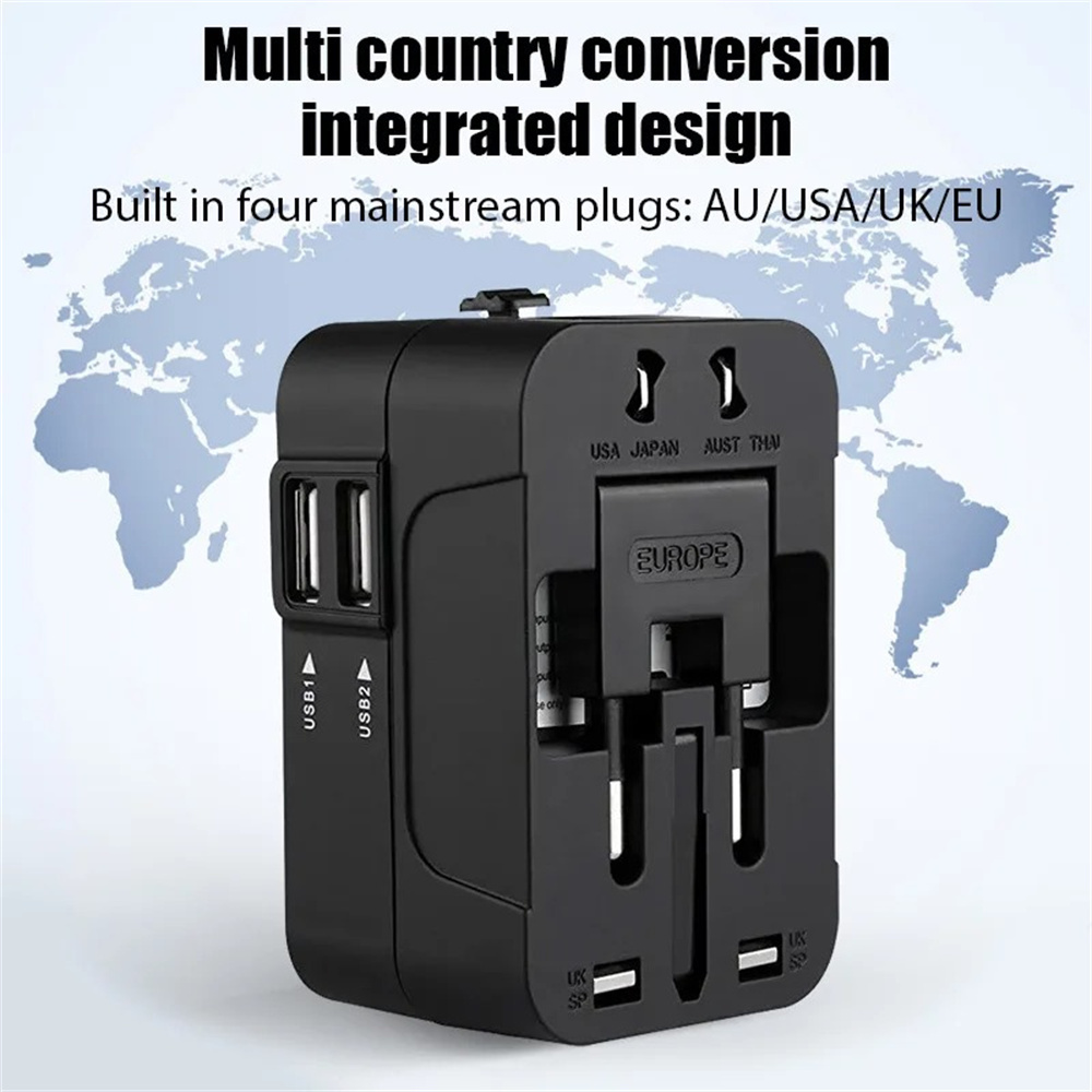 Type C Multiport Adapter - Universeller internationaler Reiseadapter mit 2 USB-Anschlüssen