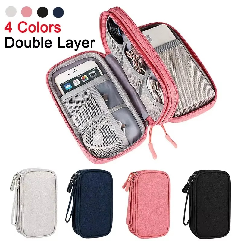 Tech Accessories Case - Wasserdichte Reisetasche, Elektronik-Organizer, tragbare doppellagige Aufbewahrungstasche