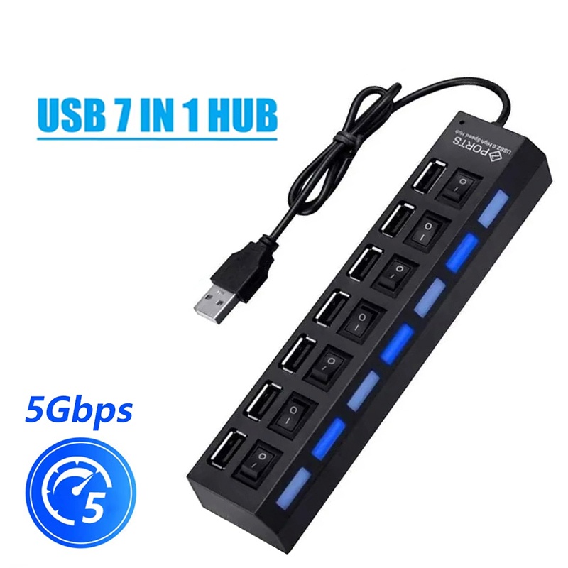Usb Hub 7 Port - USB 2.0 Hub USB High-Speed-Splitter 7-Port