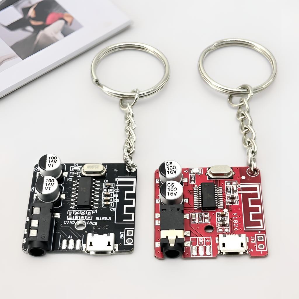 Tech Keychain Accessories - Cyberpunk-Stil Leiterplatten-Schlüsselanhänger Retro-Tech-Ästhetik PCB und Metall-Schlüsselkette