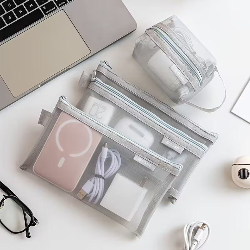 Graue Netz-Organizer-Taschen – – Tech Accessories Case Bewertung und Preis