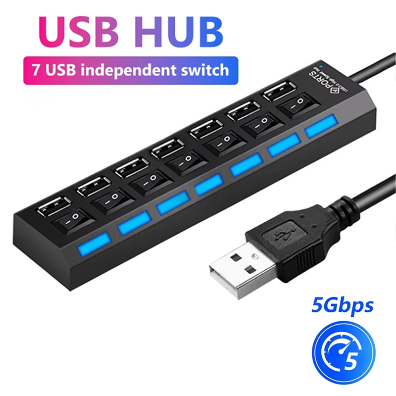 7-Port-USB-2.0-Hub-Splitter fü – Usb Hub 7 Port Bewertung und Preis